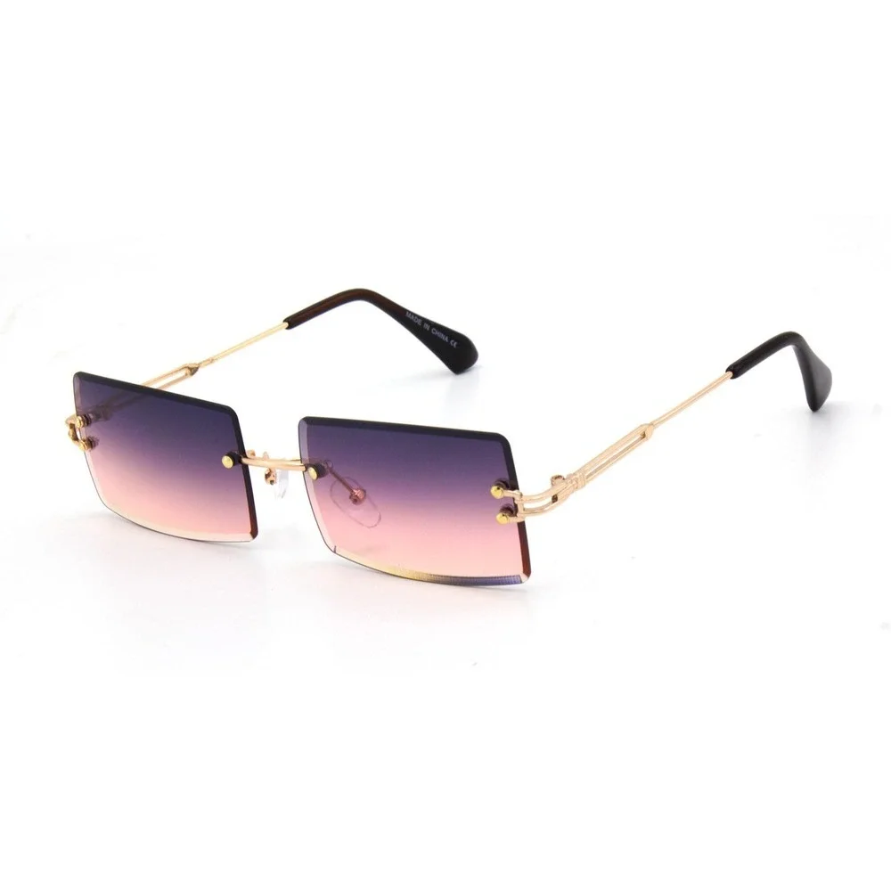 Frameless Rectangle Sunglasses Gradient Burgundy Lens Fashion Retro Lentes Gafas
